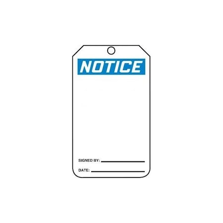 Accuform Safety Tags, NOTICE BLANK, 5.75in x 3.25in, Self-Laminating RP-Plastic, 5PK MDT811LPM